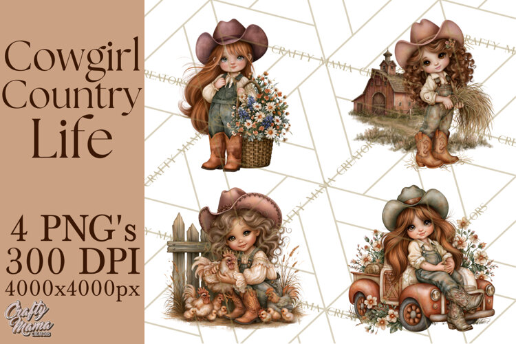Cowgirl Country Life PNG, Rustic Western Cowgirl