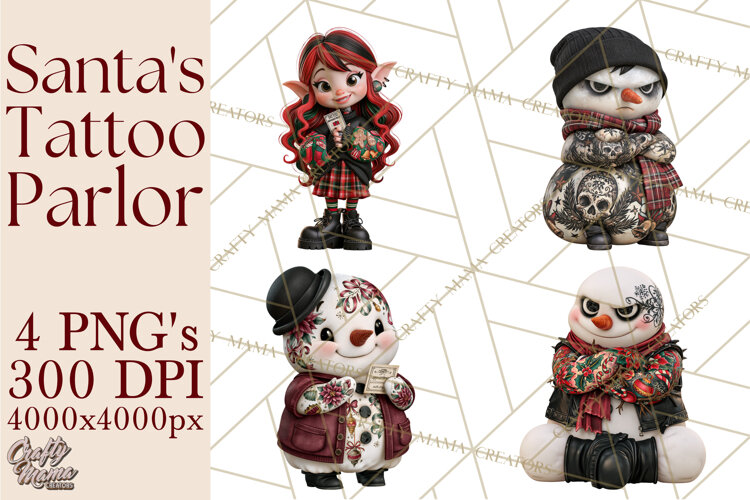 Christmas Tattoo Parlor Clipart PNG example image 1
