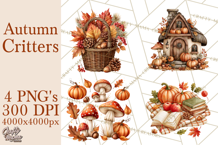 Autumn Critters PNG Cute Woodland Clipart