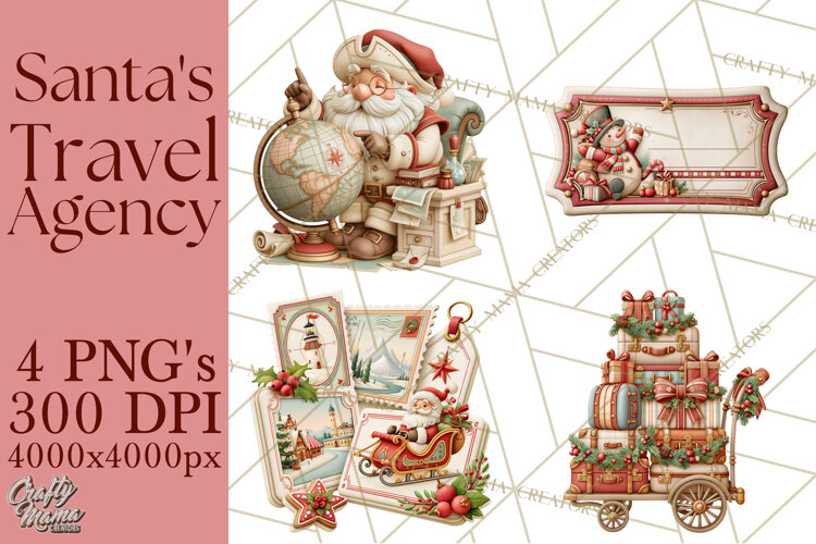 Santa's Travel Agency Christmas Clipart PNG example image 1