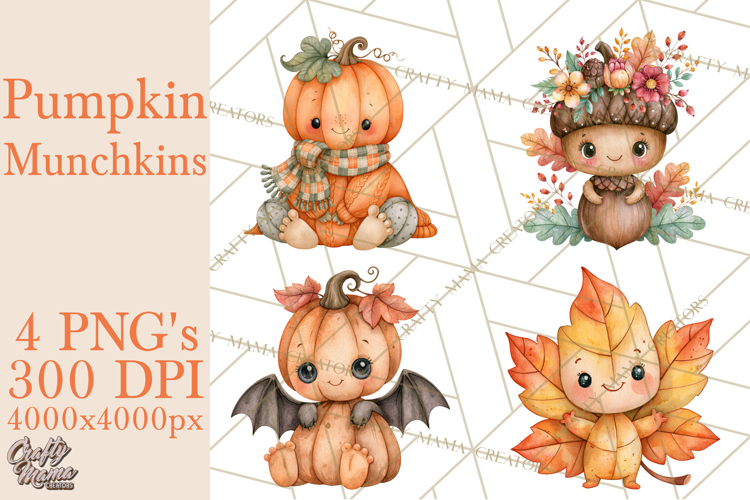 Pumpkin Munchkins Cute Halloween Clipart PNG