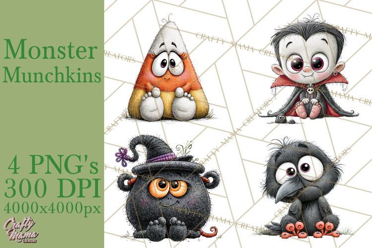 Monster Munchkins Halloween Characters PNG