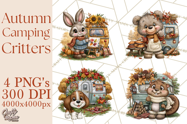Autumn Camper Clipart PNG Cozy Fall Camping