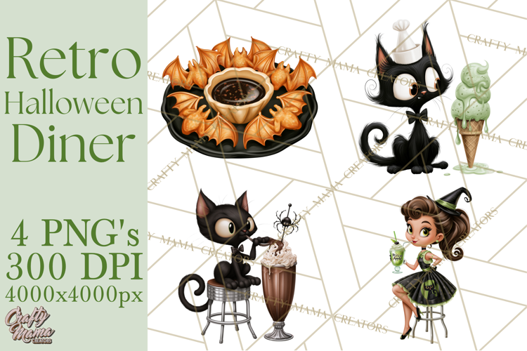 1950s Vintage Halloween Clipart Retro Soda Fountain Clip Art