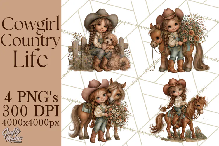 Cowgirl Country Life PNG, Rustic Western Cowgirl