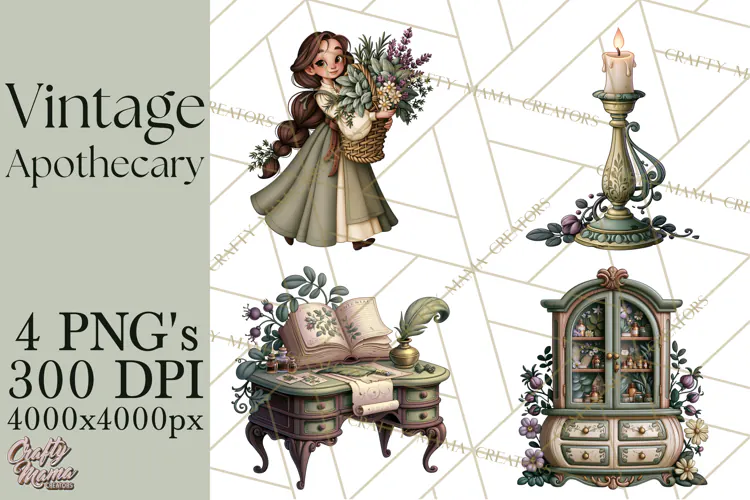 Vintage Apothecary World PNG