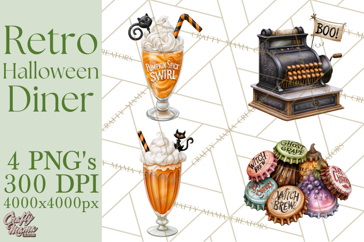 1950s Vintage Halloween Clipart Retro Soda Fountain Clip Art