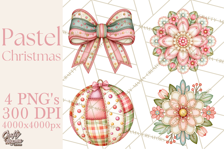 Pastel Christmas Friends Printable Clipart PNG