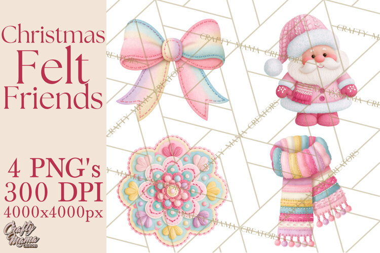 Christmas Felt Friends Printable Clipart PNG example image 1