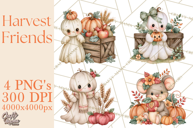 Harvest Companions Clipart PNG, Fall Animals