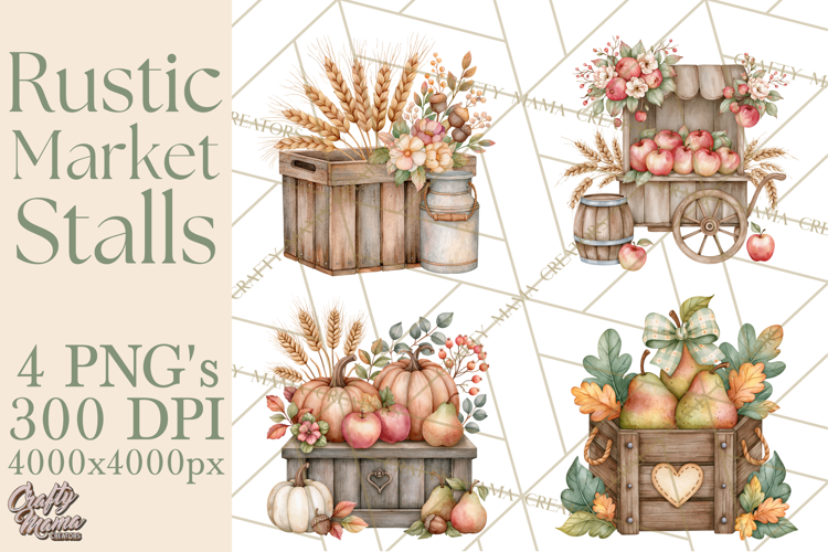 Rustic Market Stalls Clipart PNG, Fall Decor