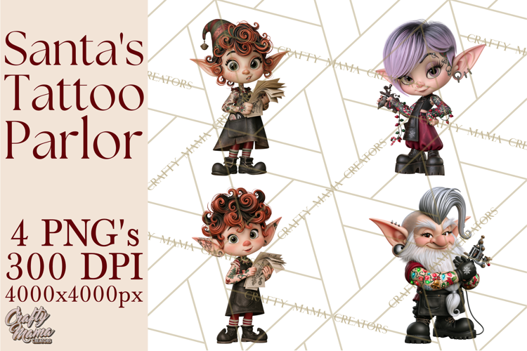 Christmas Tattoo Parlor Clipart PNG