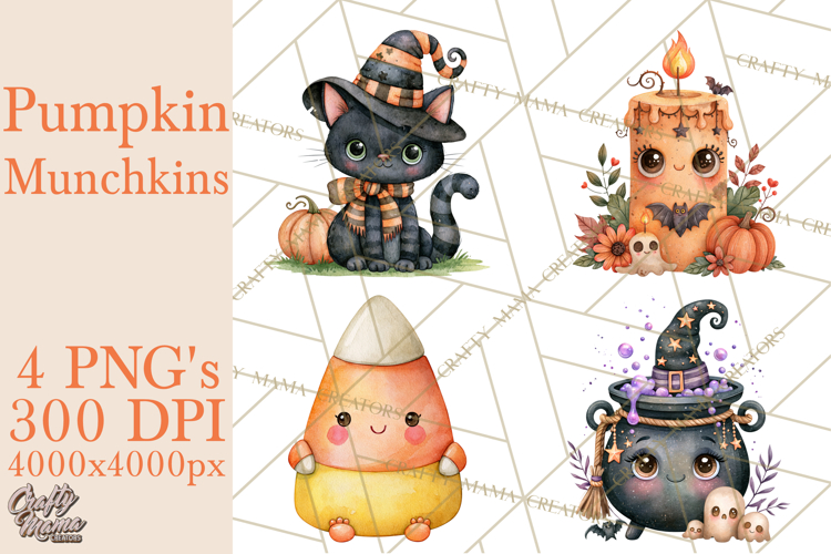 Pumpkin Munchkins Cute Halloween Clipart PNG