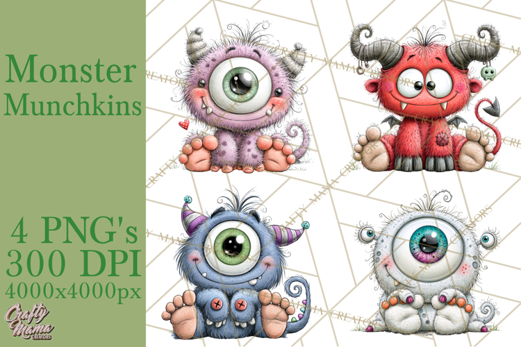 Monster Munchkins Halloween Characters PNG