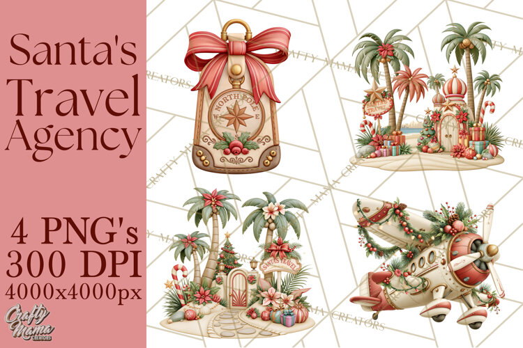 Santa's Travel Agency Christmas Clipart PNG example image 1
