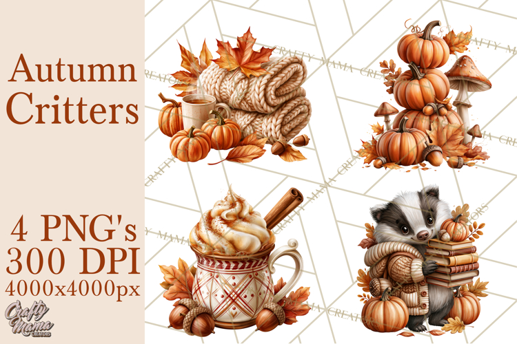 Autumn Critters PNG Cute Woodland Clipart