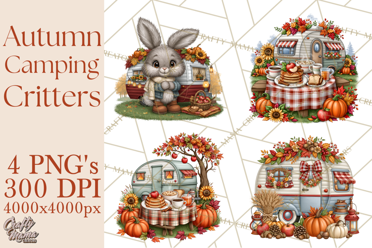 Autumn Camper Clipart PNG Cozy Fall Camping