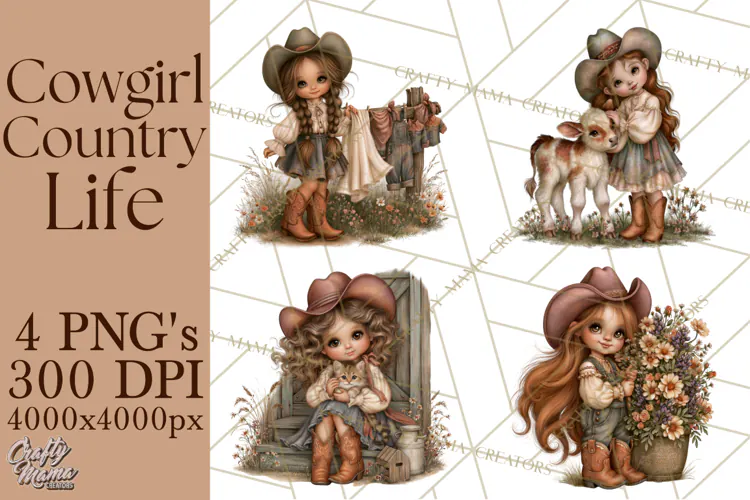 Cowgirl Country Life PNG, Rustic Western Cowgirl