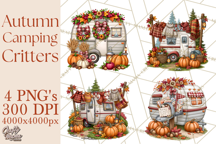 Autumn Camper Clipart PNG Cozy Fall Camping