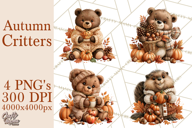 Autumn Critters PNG Cute Woodland Clipart