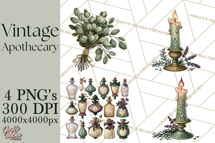 Vintage Apothecary World PNG example image 1