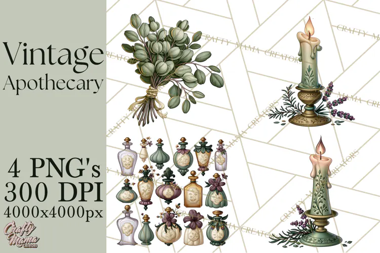 Vintage Apothecary World PNG