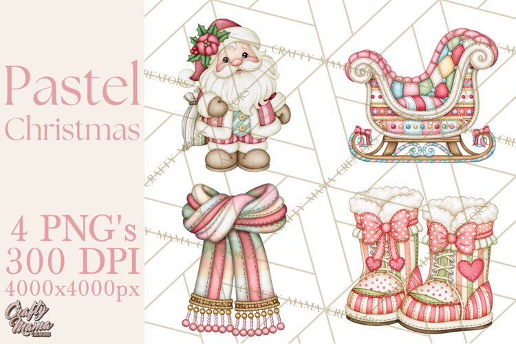Pastel Christmas Friends Printable Clipart PNG example image 1
