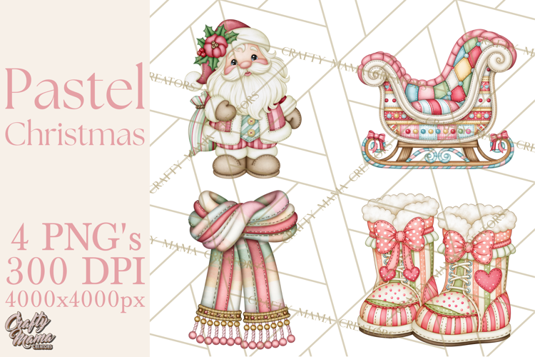 Pastel Christmas Friends Printable Clipart PNG