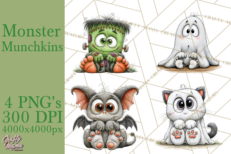 Monster Munchkins Halloween Characters PNG