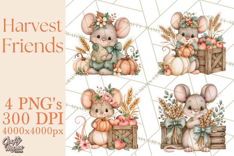 Harvest Companions Clipart PNG, Fall Animals