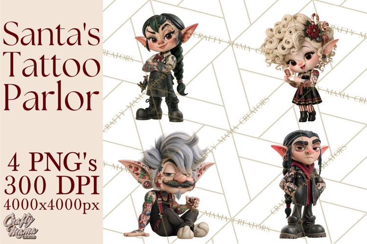 Christmas Tattoo Parlor Clipart PNG example image 1