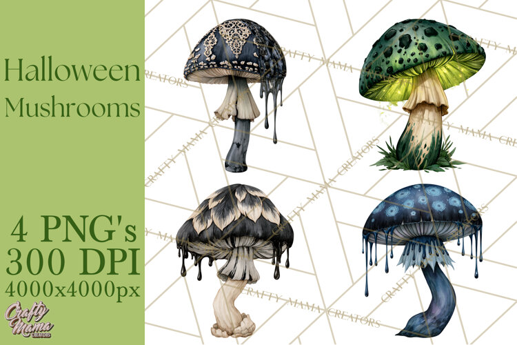 Spooky Halloween Mushrooms PNG, Fall Mushroom Fungus example image 1