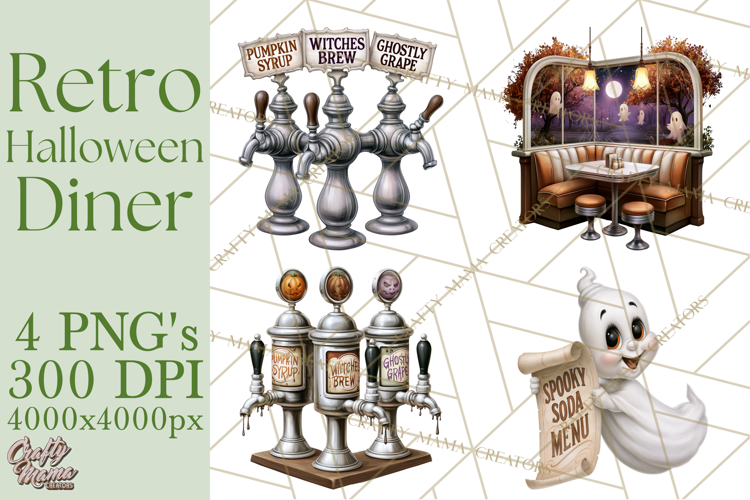 1950s Vintage Halloween Clipart Retro Soda Fountain Clip Art
