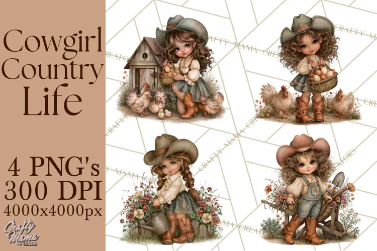 Cowgirl Country Life PNG, Rustic Western Cowgirl