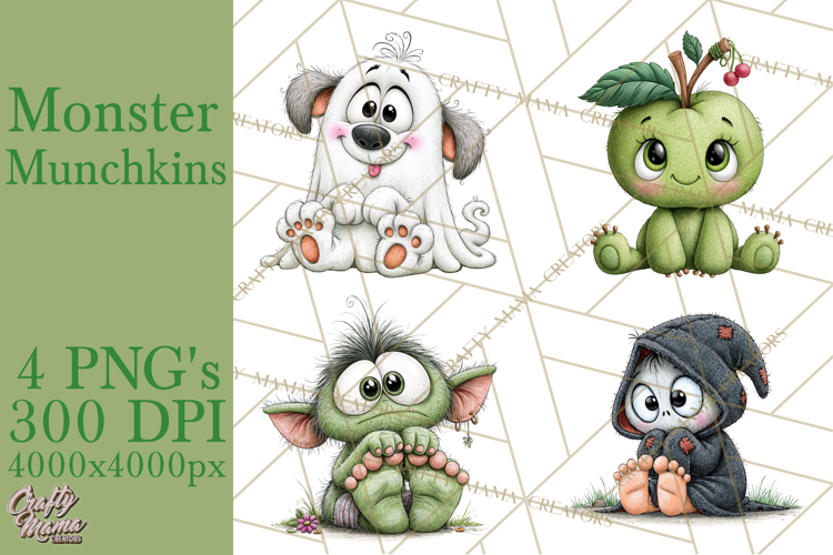 Monster Munchkins Halloween Characters PNG