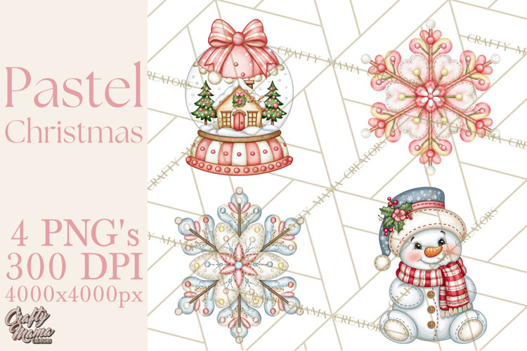 Pastel Christmas Friends Printable Clipart PNG example image 1
