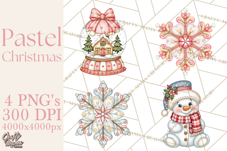Pastel Christmas Friends Printable Clipart PNG