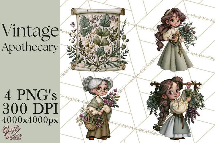 Vintage Apothecary World PNG