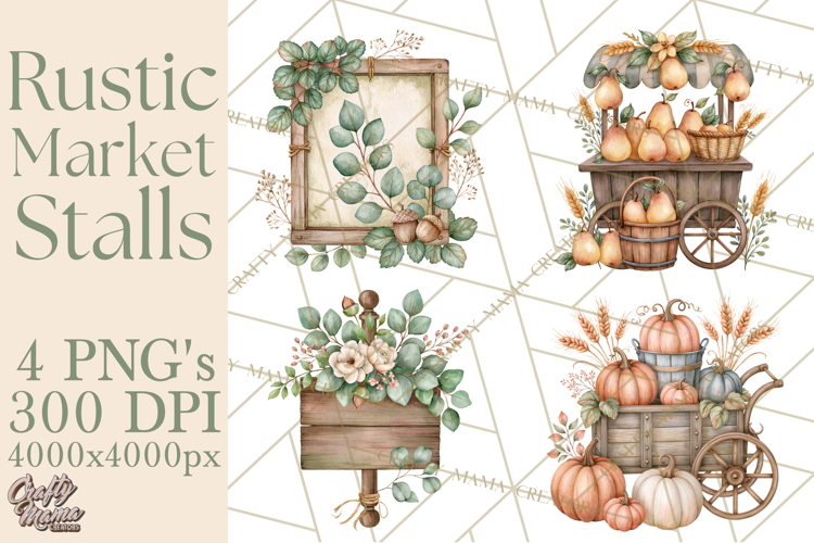 Rustic Market Stalls Clipart PNG, Fall Decor
