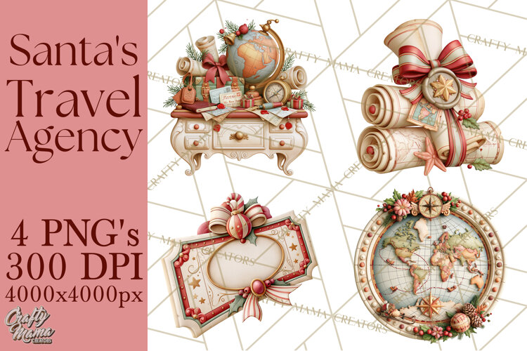 Santa's Travel Agency Christmas Clipart PNG example image 1