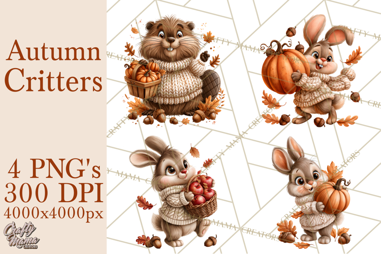Autumn Critters PNG Cute Woodland Clipart