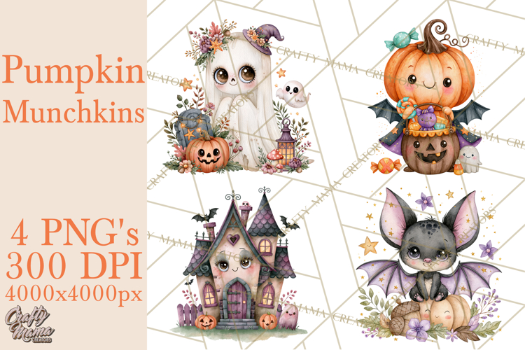 Pumpkin Munchkins Cute Halloween Clipart PNG