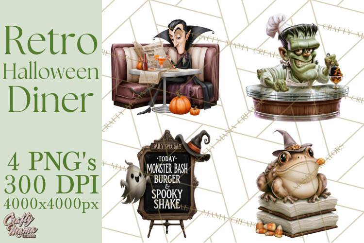 1950s Vintage Halloween Clipart Retro Soda Fountain Clip Art example image 1