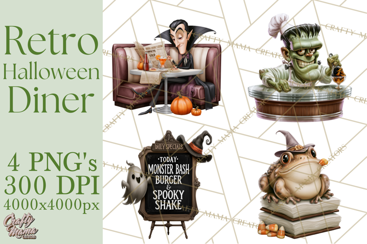 1950s Vintage Halloween Clipart Retro Soda Fountain Clip Art