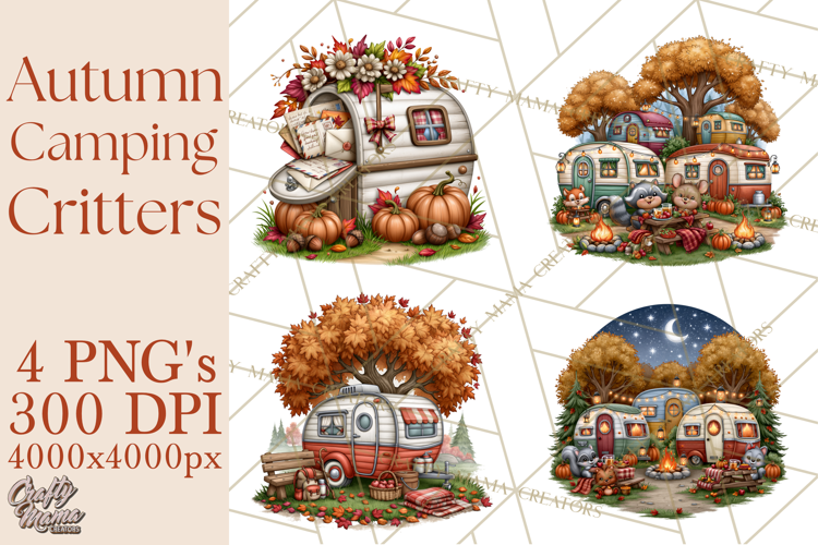 Autumn Camper Clipart PNG Cozy Fall Camping