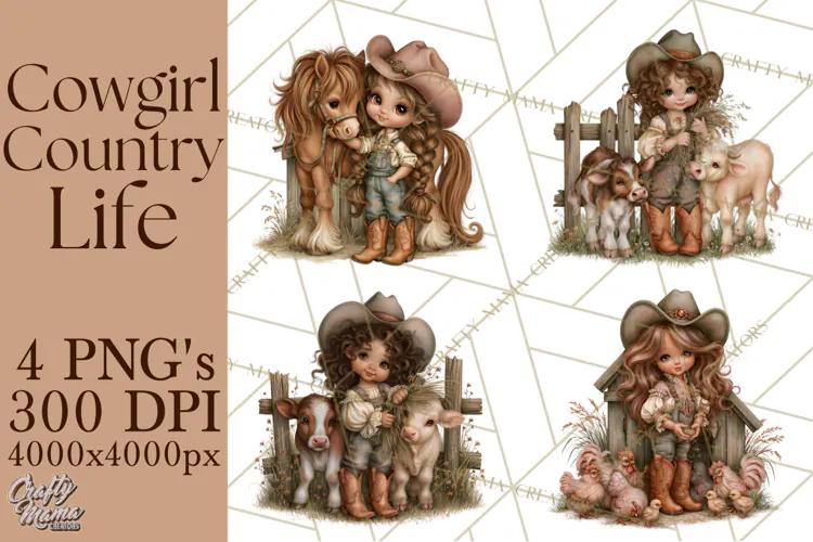 Cowgirl Country Life PNG, Rustic Western Cowgirl