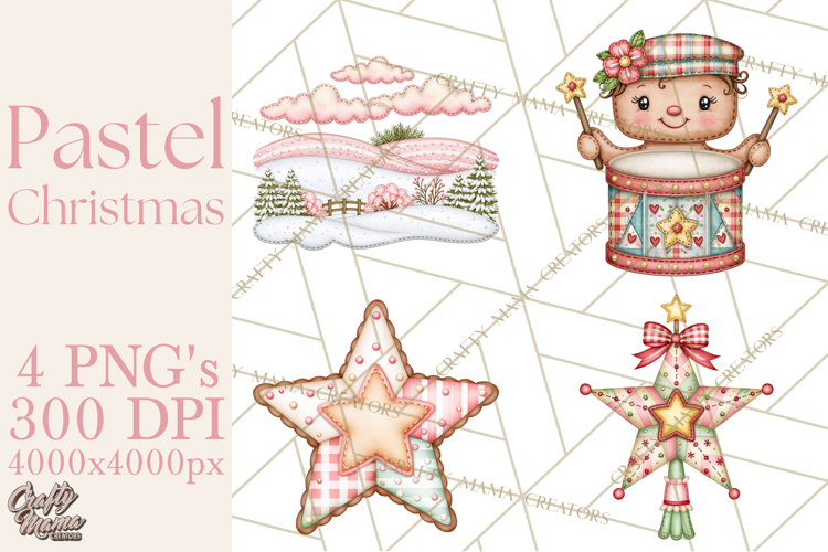 Pastel Christmas Friends Printable Clipart PNG