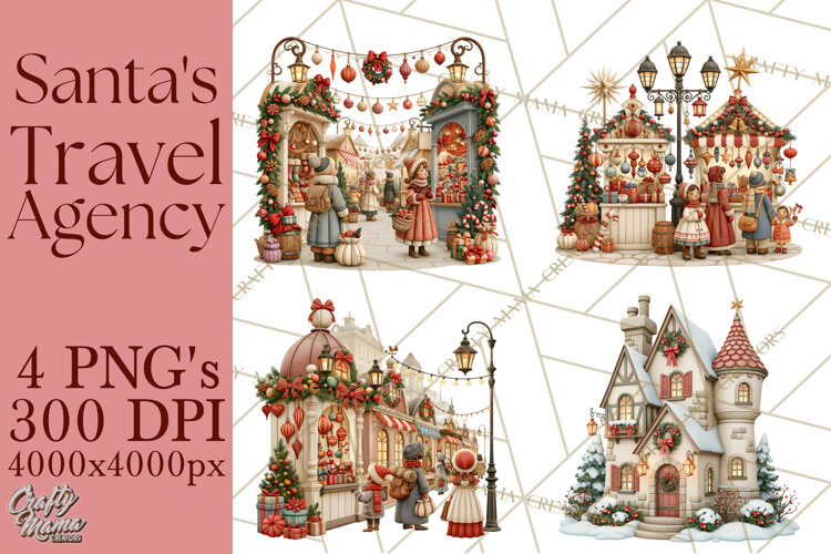 Santa's Travel Agency Christmas Clipart PNG example image 1
