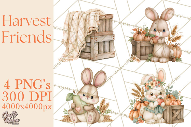 Harvest Companions Clipart PNG, Fall Animals example image 1