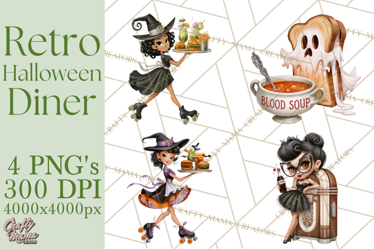 1950s Vintage Halloween Clipart Retro Soda Fountain Clip Art